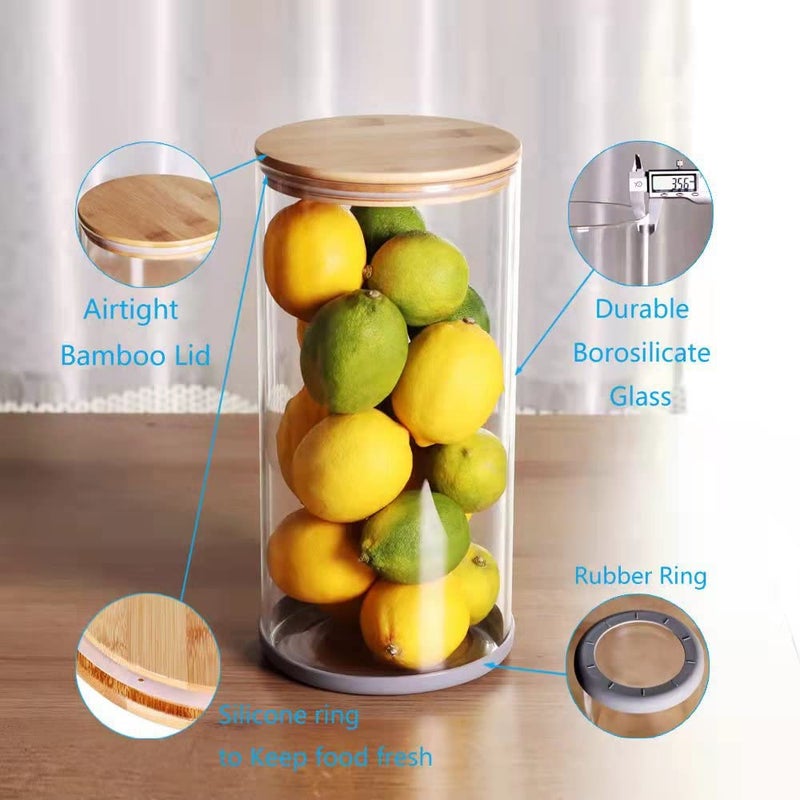 SAIOOL Glass Storage Jars 1.2 Gallon, Storage Containers with Natural Bamboo Lids, Storage Large Bag of Sugar or Large Box of Cereal etc. - Image 4